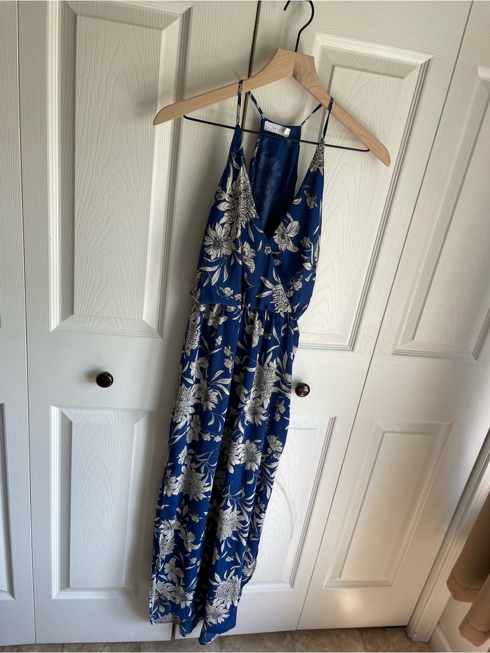 Lush Navy Dress with White Floral Print